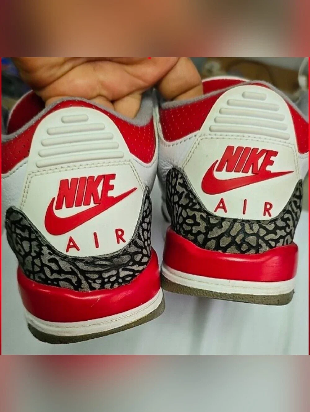 Jordan Men’s White/Gray/Red Retro Sneakers